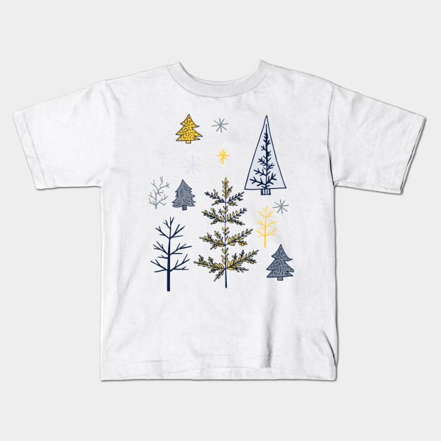 Cute Holiday Forest Kids T-Shirt by SWON Design